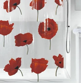 Фото шторка для ванной spirella poppy pvc белая 180x200см (10.42344)