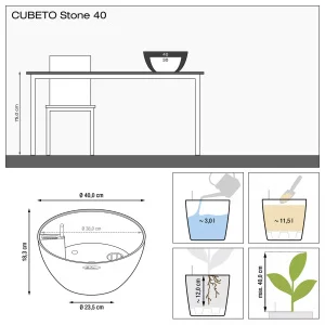 Вазон Lechuza Cubeto Stone 40 світло-бежевий 40x40x18,5см 12л (13841)