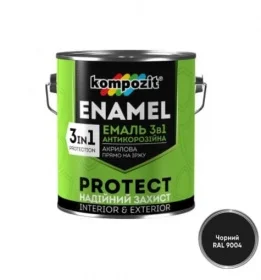 Эмаль антикоррозийнная Kompozit PROTECT 3в1 черная 20кг