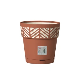 Фото горшок с автополивом stefanplast opera orfeo круглый терракотовый/ваниль 25х25см 7,5л (94551)