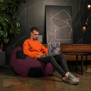 Фото кресло-мешок студия комфорта мяч оксфорд большой бордовый-черный (0223150)