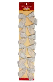 Фото набор декоративных бантов chomik бело-серебристый 10см 6 предметов (5900779856165_1)