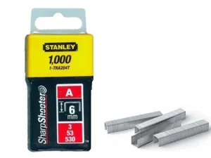 Скоби STANLEY тип А, 6мм, до степлера Light Duty, 1000шт (1-TRA204T)