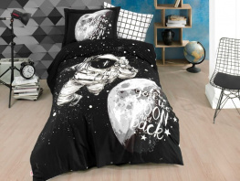 Фото комплект постельного белья hobby poplin galaxy темно-серый 160x220см полутораспальный (44453_1,5)