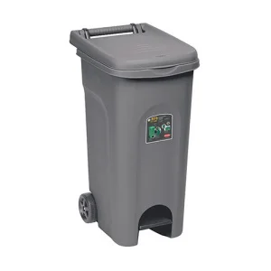 Бак для сміття на колесах з педаллю Stefanplast сірий 80л (25603)