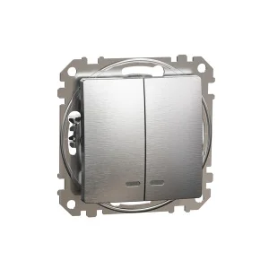 Вимикач двоклавішний Schneider Sedna Elements SDD170105L матовий алюміній