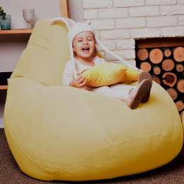 Фото кресло-мешок студия комфорта груша велюр большой желтый (01537)