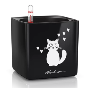 Вазон Lechuza Cube Glossy САТ 14 чорний блискучий 14x14x13,5см 0,4л (13508)