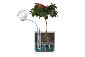 Розумний вазон Plastkon Quadrato Flower Lover антрацит 5,4 л