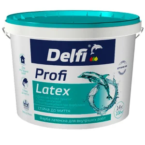 Краска латексная акриловая Delfi Profi Latex для внутренних работ белая 14кг