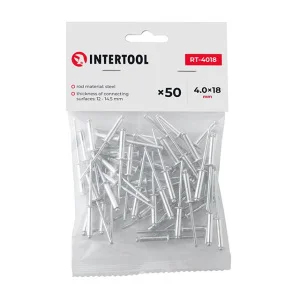 Заклепка алюмінієва Intertool 4х18мм 50шт (RT-4018)