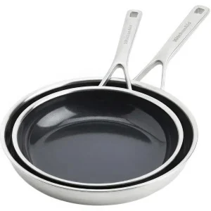 Фото набор сковородок kitchenaid mss, 24+28см с керамическим покрытием (cc006066-001)