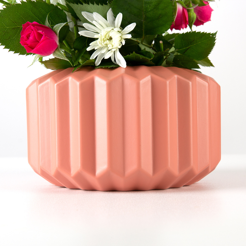 Ваза декоративна MVM DH-FLOWERS-08 125х125х75мм коралова (DH-FLOWERS-08 CORAL)